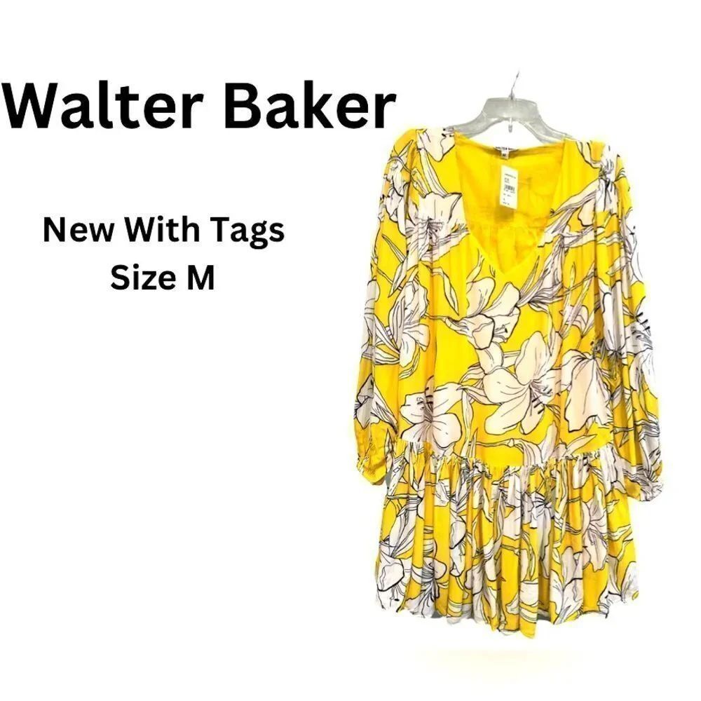 Walter Baker Lilith Floral Print Dress, Mini Dress, Long Sleeves, Like New